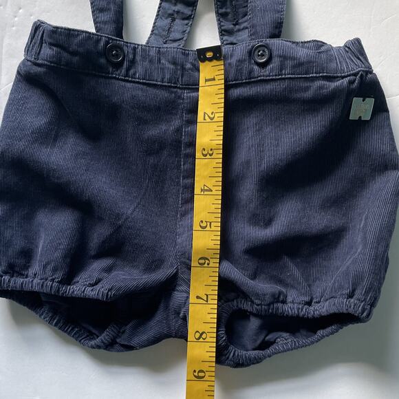 Carrement Beau Corduroy Blue Ruffle Bubble Shorts with Suspenders Size 2  86 - Picture 9 of 10
